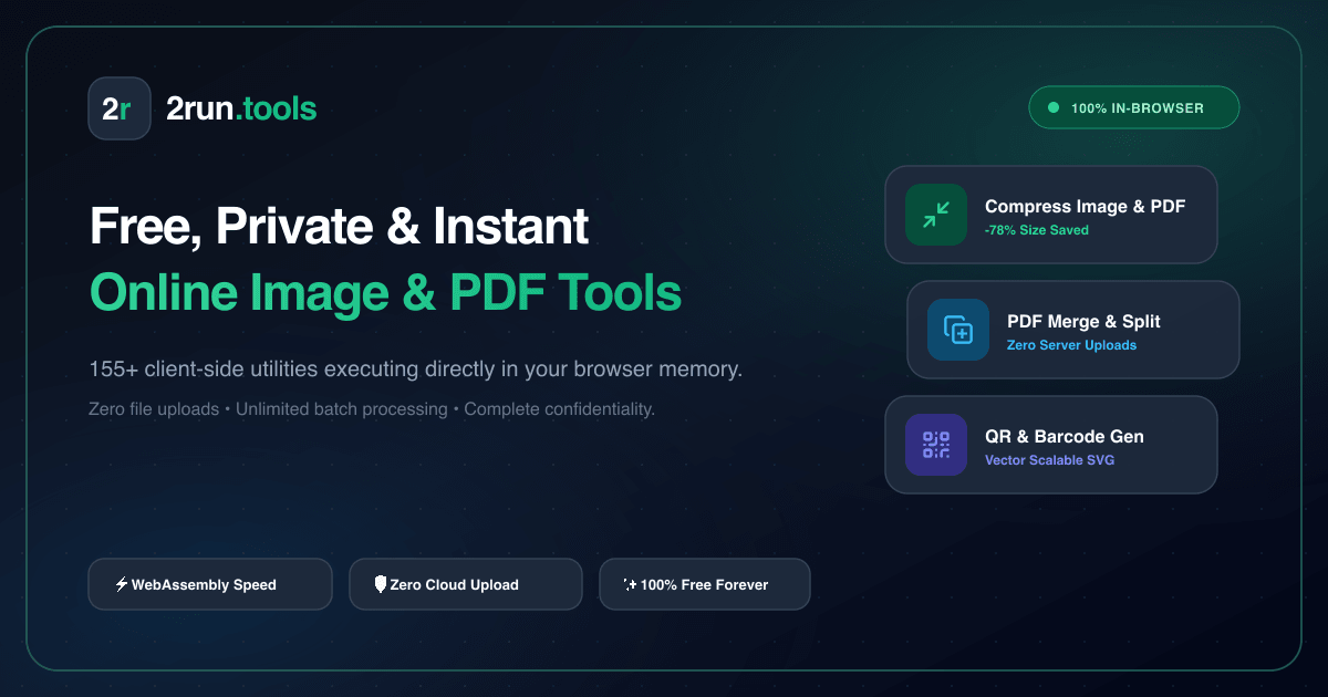 I built 2run.tools: 91 private, in-browser image tools. Zero backend costs, 99 Lighthouse score. Wha